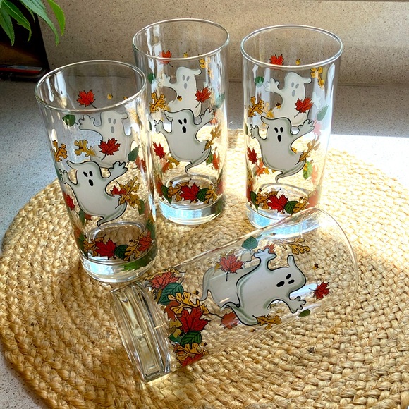 Libbey? Other - (4) Vintage Libbey Ghost Fall Halloween Tumbler Glasses